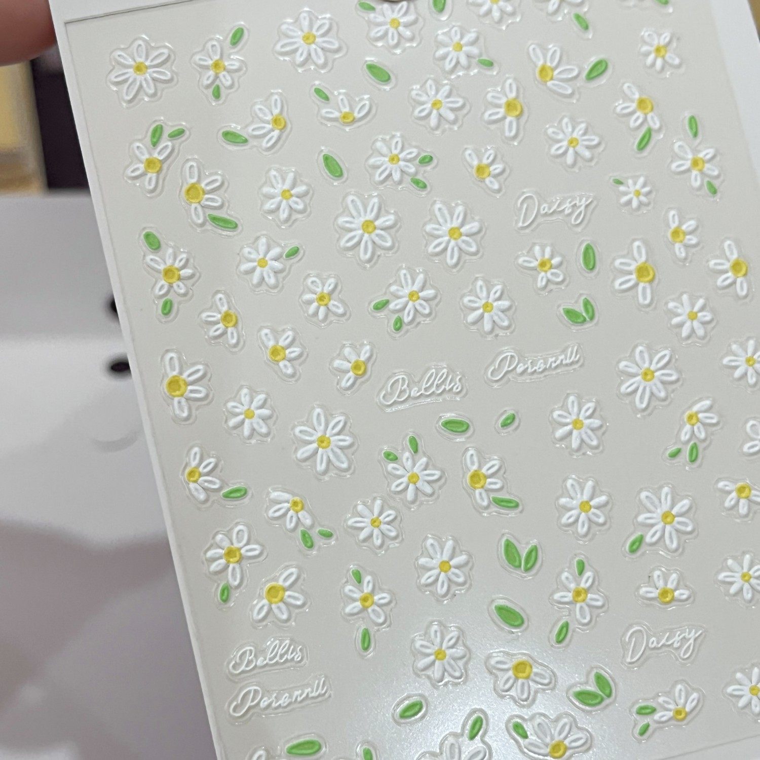 爆款小清新春日小雏菊美甲贴纸浮雕立体浪漫雏菊春天可爱指甲贴纸