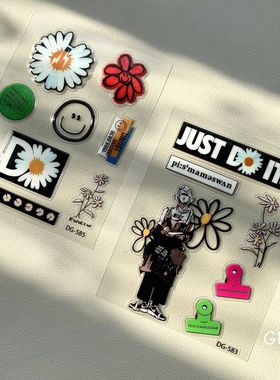 韩国权志龙爱心皇冠雏菊果冻贴纸新回归GD周边手账手机壳平板贴纸