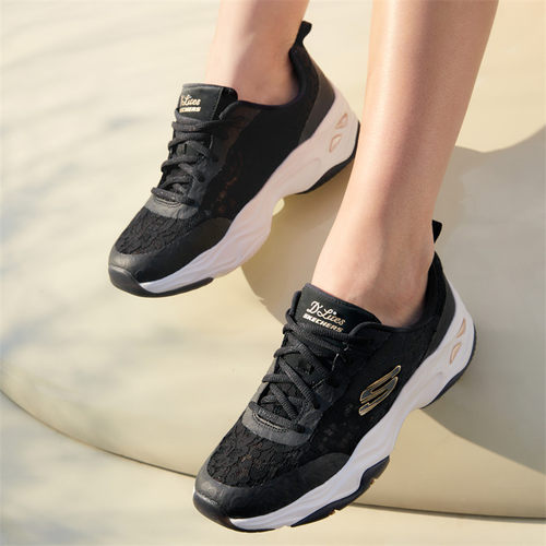 Skechers斯凯奇夏季镂空蕾丝透气女鞋厚底增高老爹鞋休闲运动鞋
