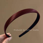 珠光酒红 复古缎面发箍气质轻奢高级感百搭头箍高颅顶盘发器 法式