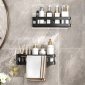 不锈钢免打孔化妆室置物架浴室厕所洗手间洗漱台壁挂洗澡墙上收纳