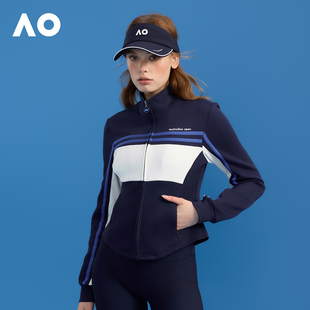 【明星同款】AO澳网运动服休闲运动立领茄克撞色修身新款外套女