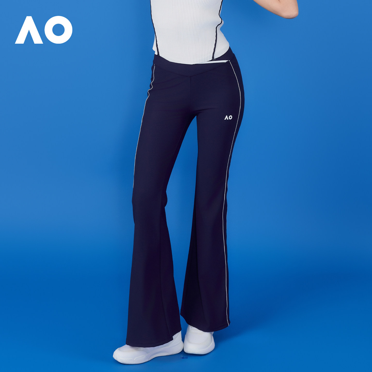 AO澳网新款运动长裤经典高弹运动喇叭裤显瘦瑜伽网球服女休闲裤子