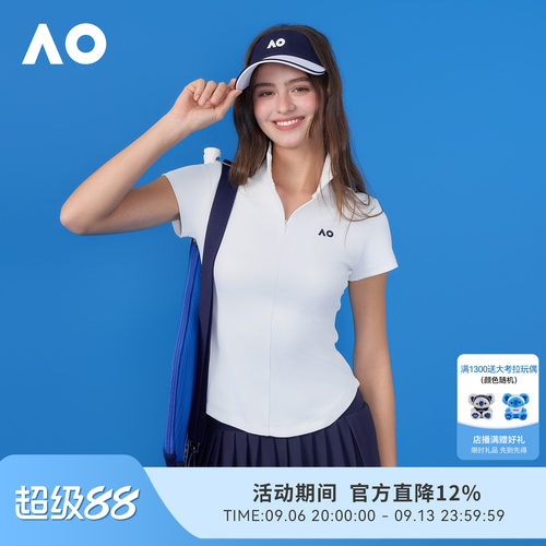 AO澳网运动T恤经典半拉修身速干