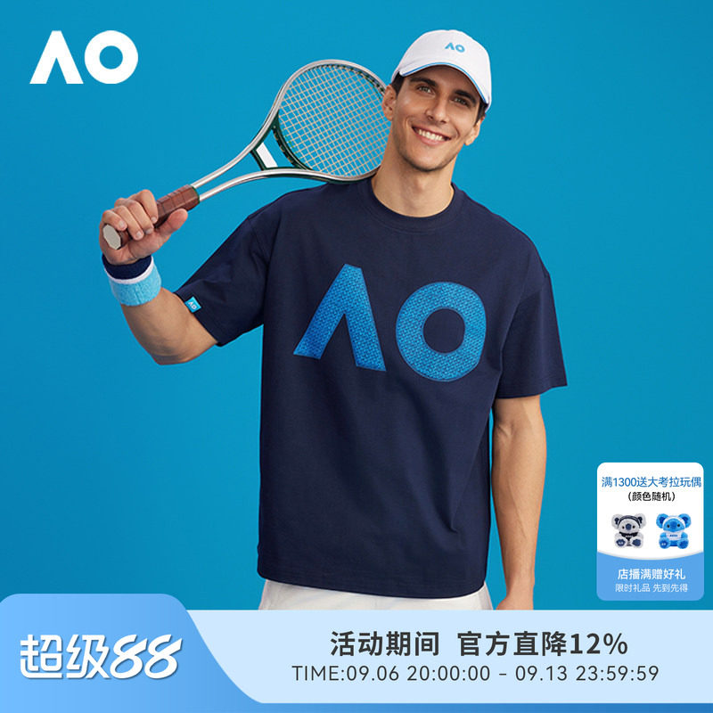AO澳网运动印花T恤情侣款短袖图片