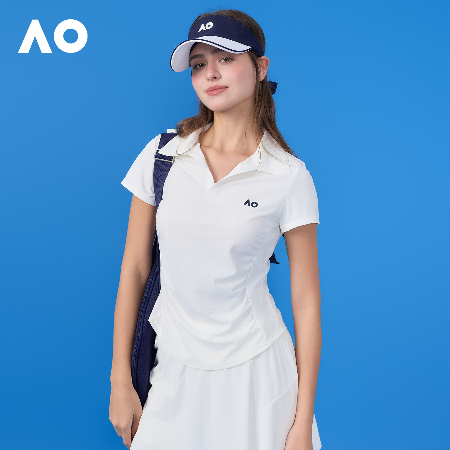 AO澳网运动POLO衫女夏季新款经典收腰修身短袖网球休闲翻领上衣