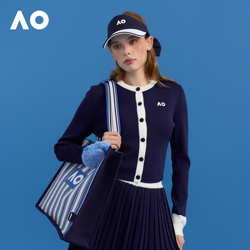 AO澳网运动毛衣网球服撞色开衫