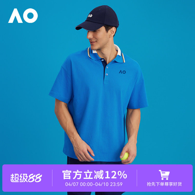 AO澳网运动POLO衫男女同款25春季新款宽松休闲运动短袖T恤上衣