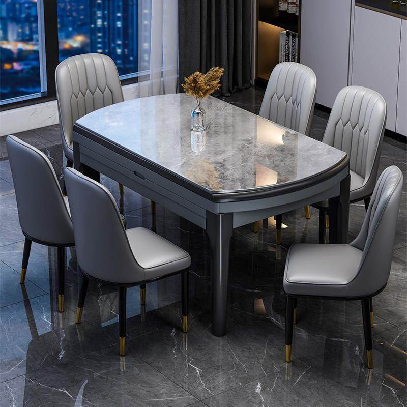 岩板餐桌现代简约轻奢家用小户型折叠伸缩可变圆桌饭桌椅组合新款,住宅家具,岩板餐桌,淘宝优惠券,粉丝福利购,淘宝优惠卷