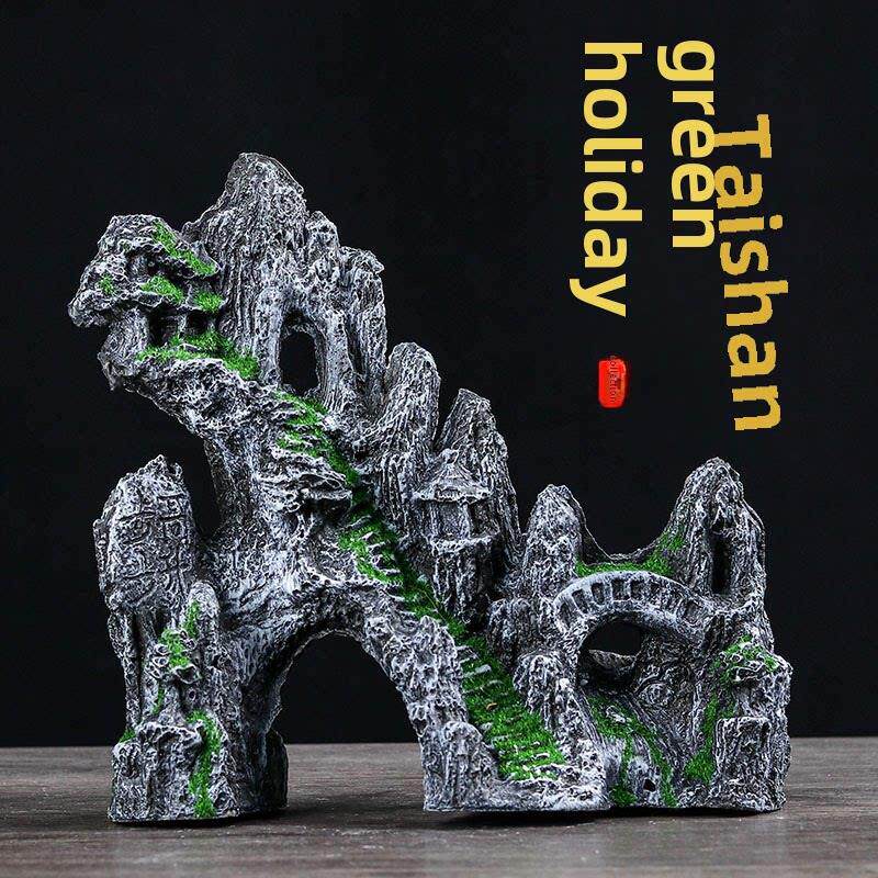 鱼缸造景假山套餐装饰水草石头小摆件小型水族布景内饰躲避洞青苔