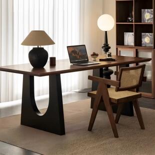 北欧全实木餐桌家用长方形大板桌客厅长条桌子简约现代会议桌书桌