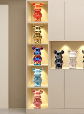 中式暴力熊摆件高档陶瓷客厅玄关电视柜酒柜存钱罐家居装饰品送礼