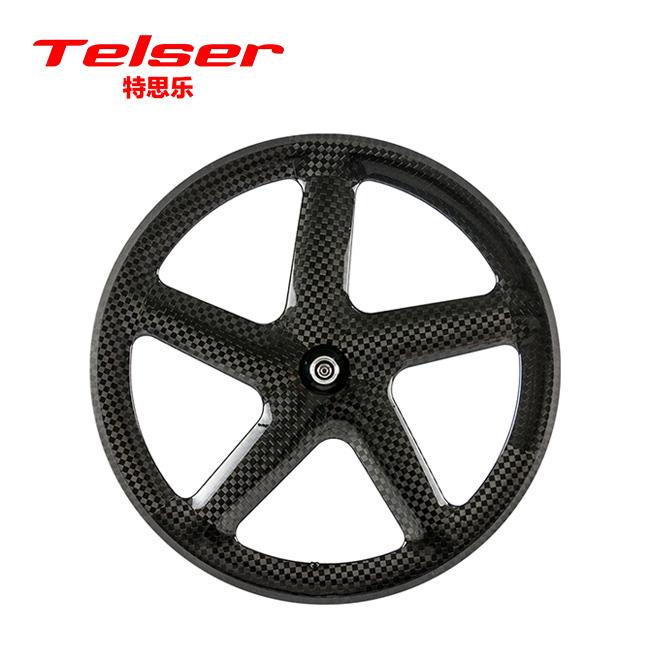 碳纤维五刀轮组适用于死飞与公路自行车 开口式减震五刀轮圈 封闭