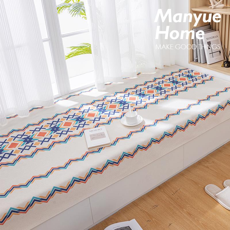 蔓越家 北欧覆古棉麻飘窗垫四季通用卧室阳台榻榻米窗台垫子防滑