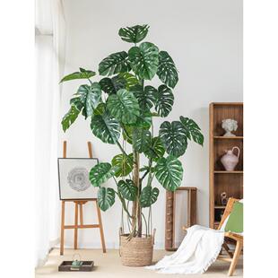 北欧大型落地彷生绿植彷真植物假盆栽龟背树室内客厅装饰造景摆件