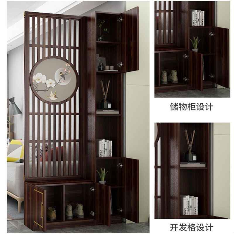 米百吉新中式屏风隔断柜客厅遮挡进门双面装饰置物架入户玄关柜子图片