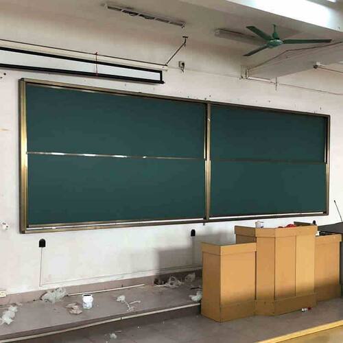 大学多媒体阶梯教室上下推拉升降磁性黑板挂式组合大号绿白板2X4M