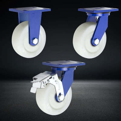 超重型纯白色尼龙轮456寸8寸万向轮单轮承重1-3吨耐磨推车轮货架