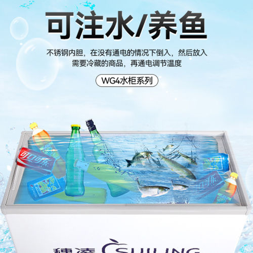 穗凌雪糕冰柜养鱼水柜商用冰箱卧式推拉玻璃门冷藏冷冻小型展示柜