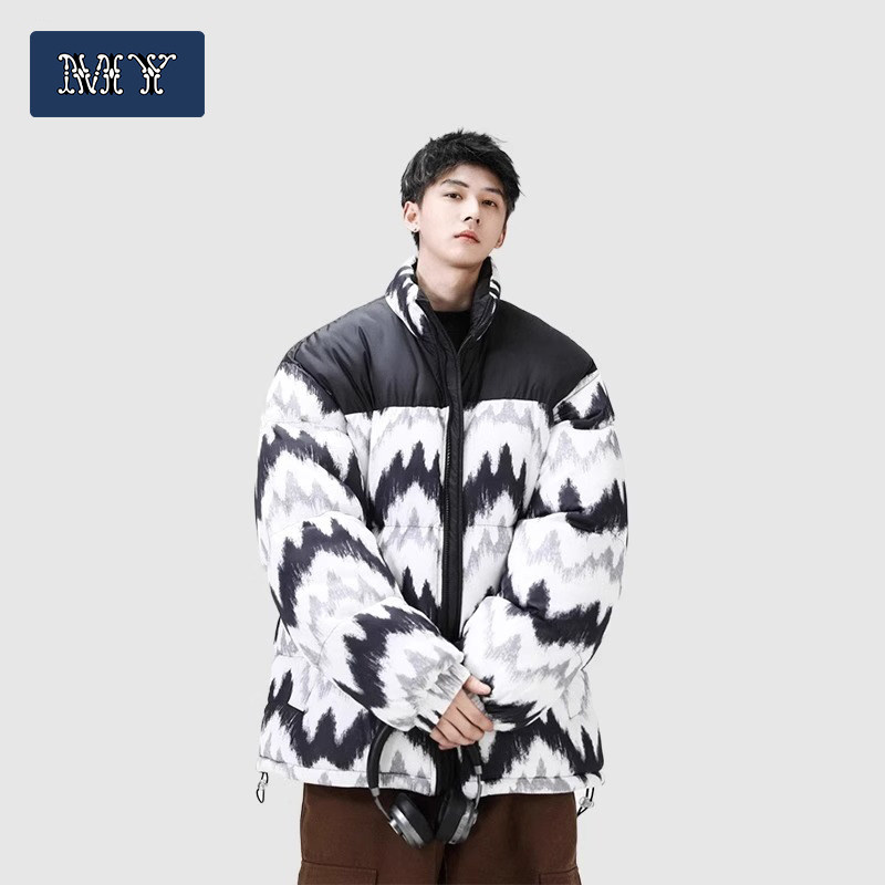 【官方正品】立领棉服男冬季防水50D皮感长丝雪山彩印立领棉衣