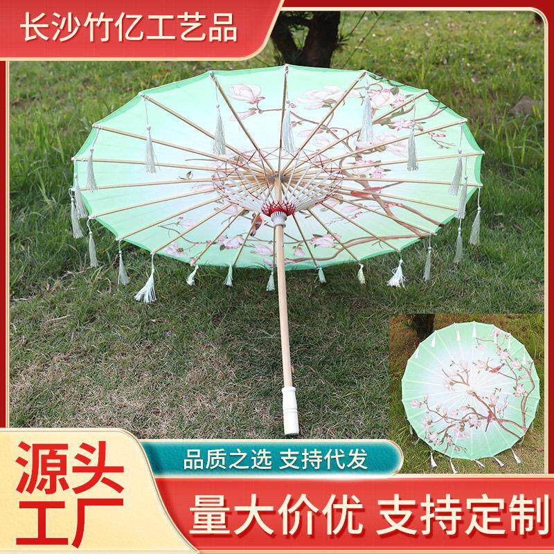 定制印花流苏伞古风绸布伞拍照吊顶表演道具舞蹈伞汉服古装古典伞