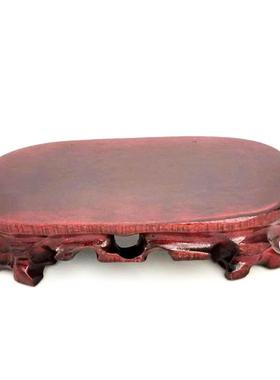 木质托盘木头实木底座椭圆形花瓶奇石玉石摆件底座新中式手工木座