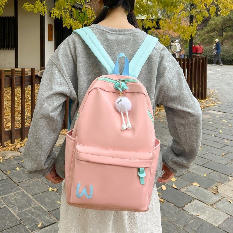 小众清新撞色双肩包 女生高颜值ins学院风背包初中生高中学生书包