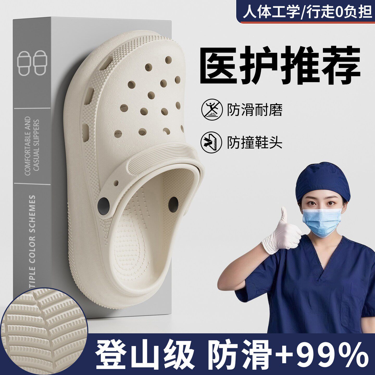 医用手术室拖鞋洞洞鞋女款2026夏季防滑防臭厚底花园鞋豆豆鞋外穿