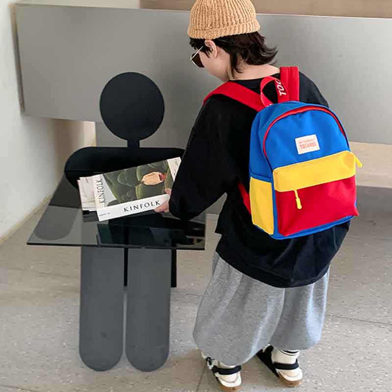 轻便撞色帆布幼儿园双肩书包
