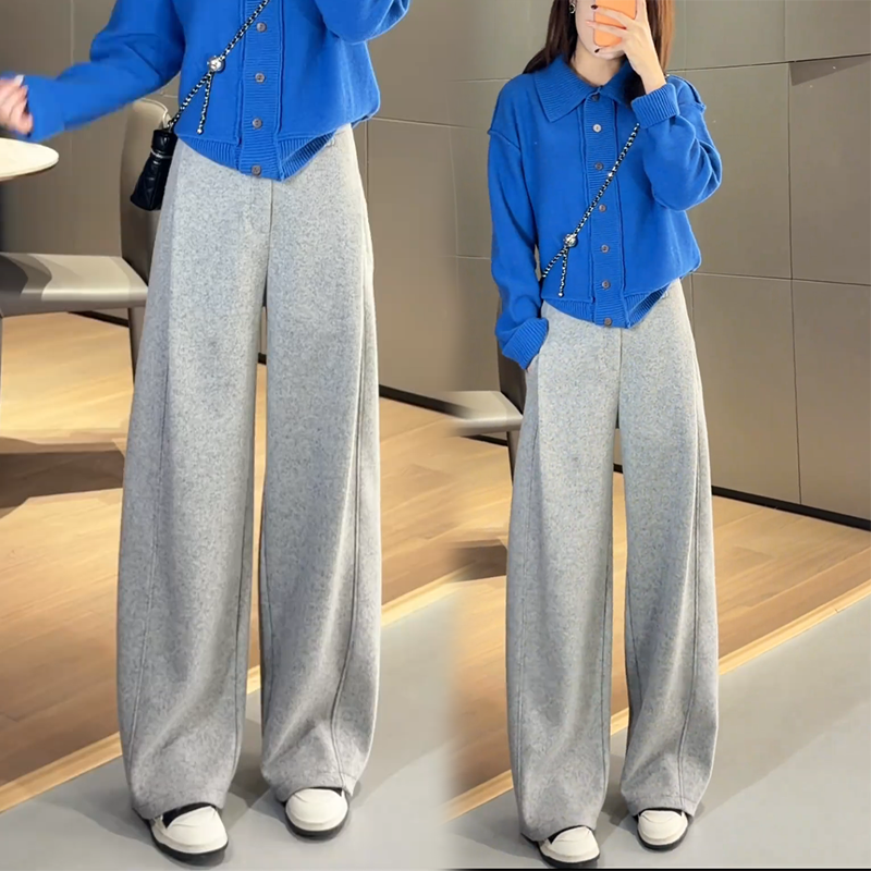 高级感时尚软糯加绒羊毛裤女2025新款冬季高腰宽松垂坠感弯刀裤,女装/女士精品,大码裤装,淘宝优惠券,粉丝福利购,淘宝优惠卷