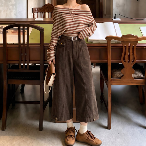 当季流行复古八分弯刀裤女新款