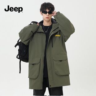 Jeep吉普连帽春秋季2026新款潮牌男女款高街防风中长款夹克外套