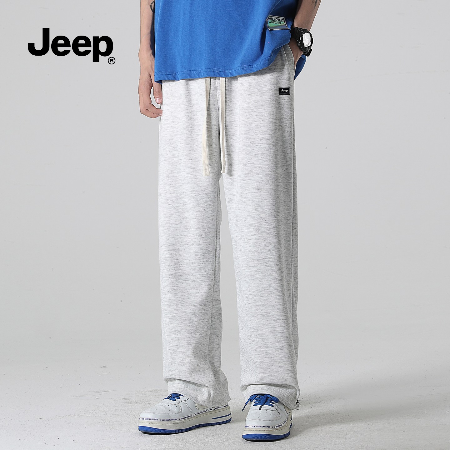 JEEP吉普纯色百搭针织简约运动卫裤男春秋新款宽松阔腿休闲长裤子,男装,休闲裤,淘宝优惠券,粉丝福利购,淘宝优惠卷