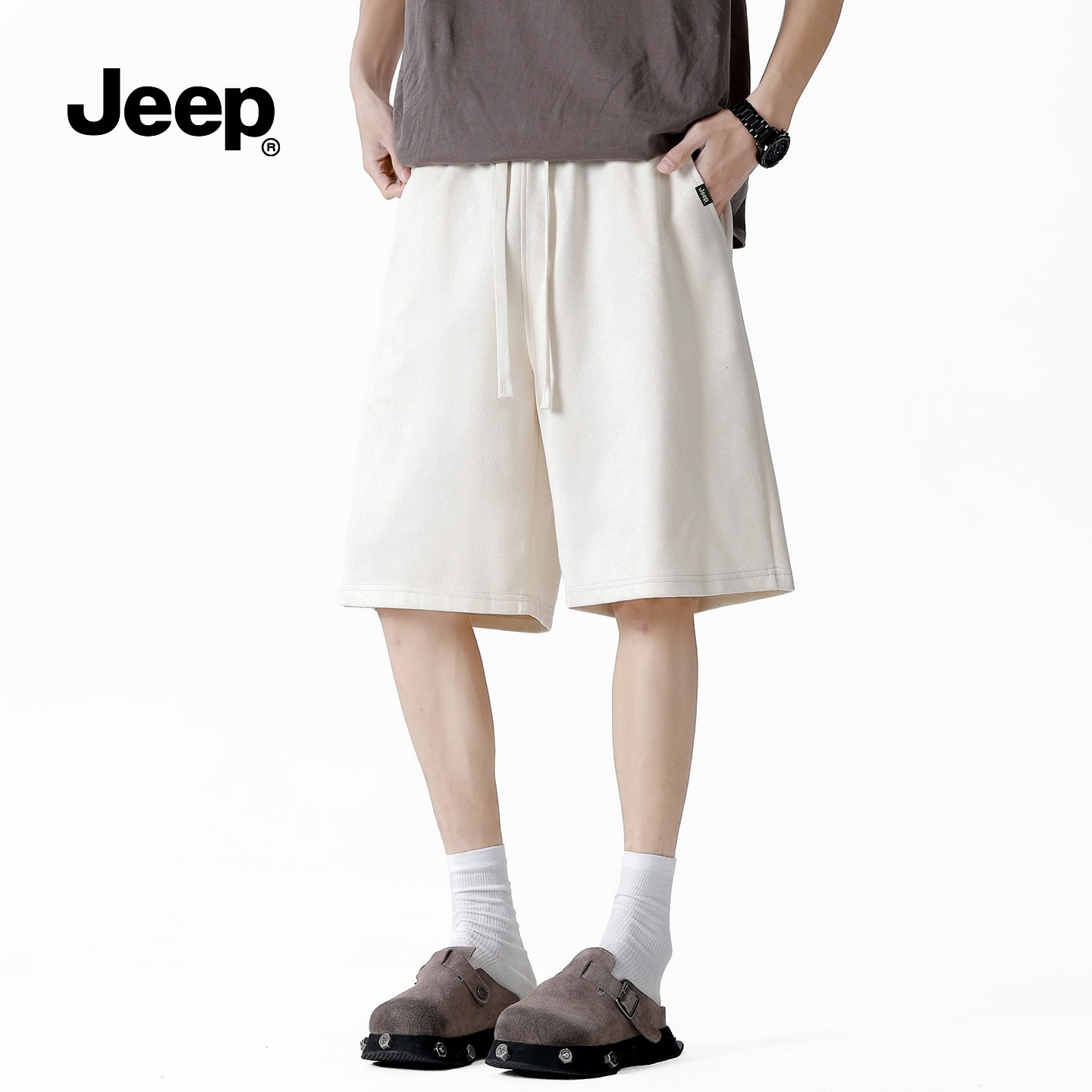 JEEP吉普日系潮牌针织短裤男生夏季2026新款运动沙滩五分裤休闲裤,男装,短裤,淘宝优惠券,粉丝福利购,淘宝优惠卷