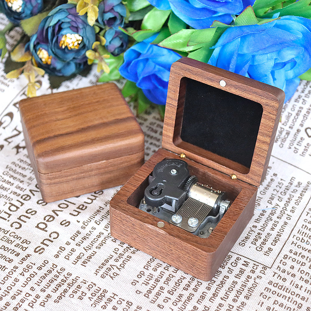 银色机芯发条黑胡桃圆角八音盒音乐盒复古生日礼物礼品包装盒木盒,家居饰品,音乐盒,淘宝优惠券,粉丝福利购,淘宝优惠卷
