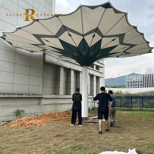 智能折叠广场商用遮阳伞LED控温空调全像投影定制图案网红打卡