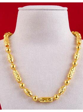 金色橄榄珠链沙金六角三