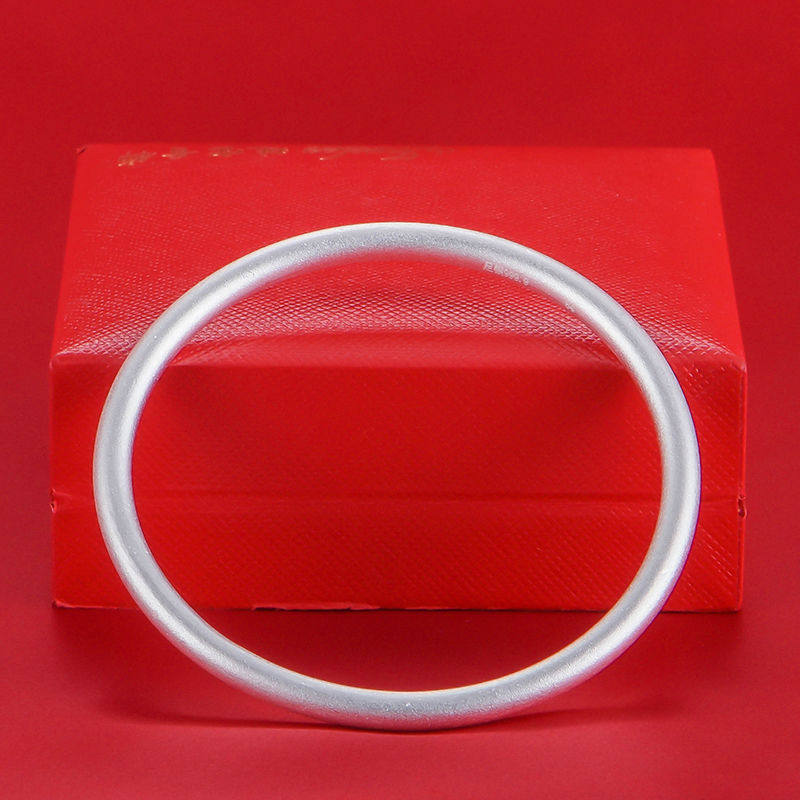 古法传承镀银手镯女S999纯银色足银印镯子复古磨砂闭口素圈手环