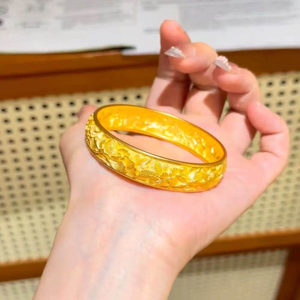 沙金手镯牡丹花彷真黄金