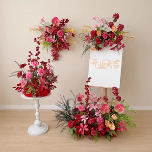 南洋风仿真花婚礼现场布置婚庆地排花婚庆花排开业大吉橱窗假花