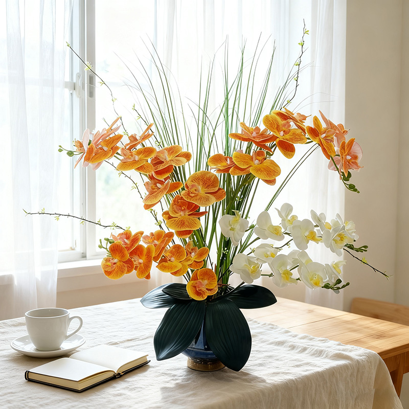 保湿手感仿真蝴蝶兰假花客厅电视柜装饰摆件餐桌装饰摆花兰花盆栽