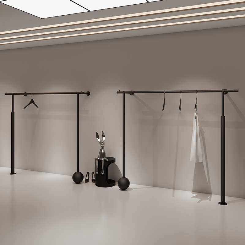 服装店展示架上墙架男女装店专用陈列货架简约壁挂衣架黑色落地架