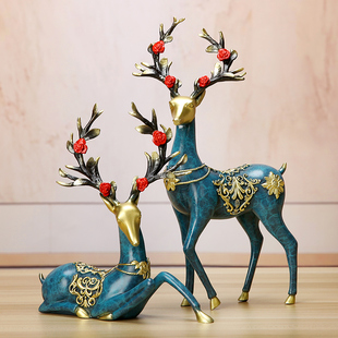铜鹿摆件工艺品客厅电视酒柜装 饰玄关结婚送新人乔迁之喜搬家礼物