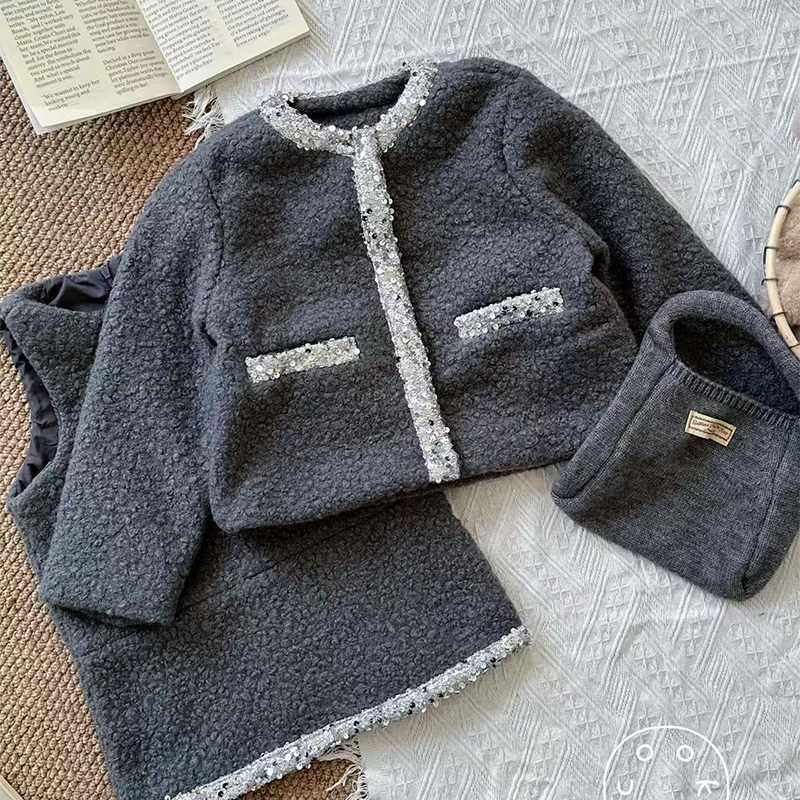 女童小香风毛呢外套+呢子背心裙套装 儿童洋气秋冬加厚年服,童装/婴儿装/亲子装,套装,淘宝优惠券,粉丝福利购,淘宝优惠卷