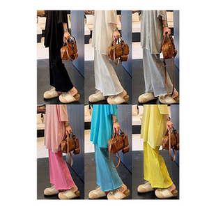 51069休闲百搭多巴胺减龄宽松松紧腰阔腿分裤