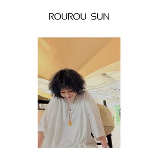 21888基础款 T恤女宽松廓形圆领上衣 简约百搭纯色短袖