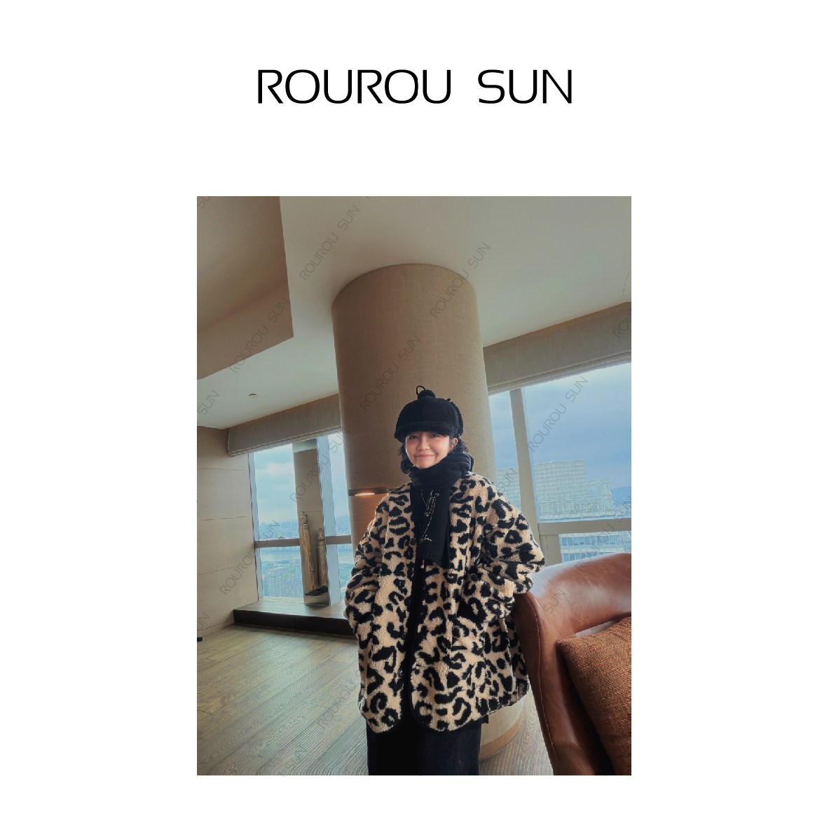 29807冬款女装复古百搭豹纹日系圆领保暖休闲外套