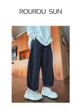 3113冬款女装宽松时尚通勤百搭微弹加绒弯刀牛仔裤女