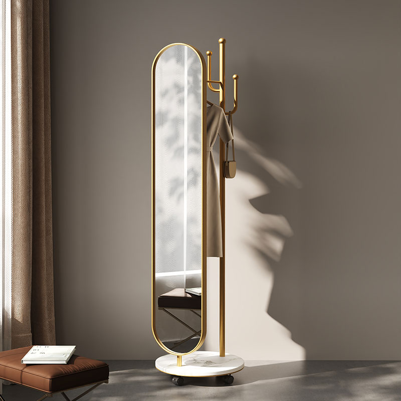 全身镜落c地镜可移动衣帽架一体镜可旋转网红轻奢风试衣镜穿衣镜