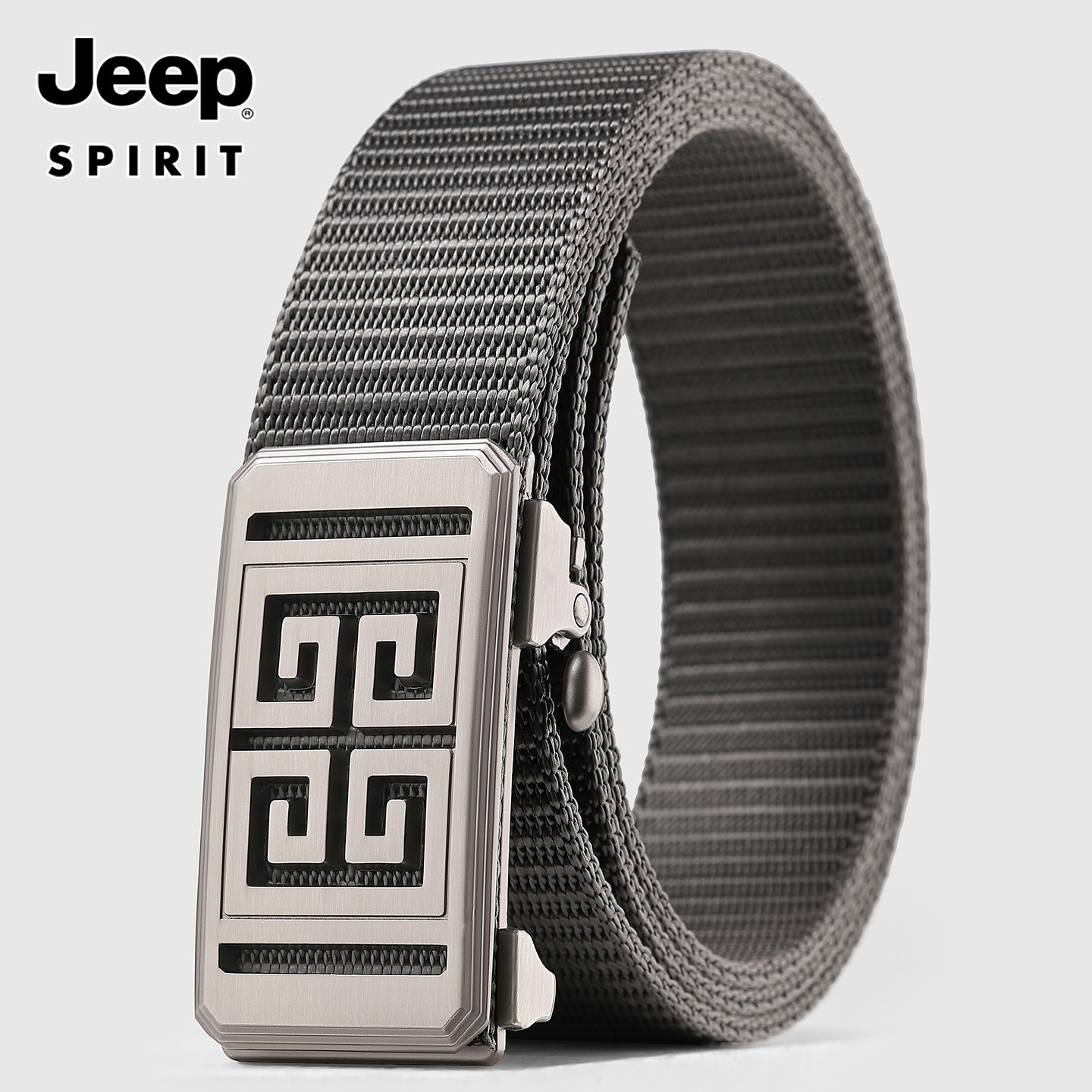 Jeep男士帆布腰带休闲工装风自动扣皮带编织百搭牛仔裤带2026新款
